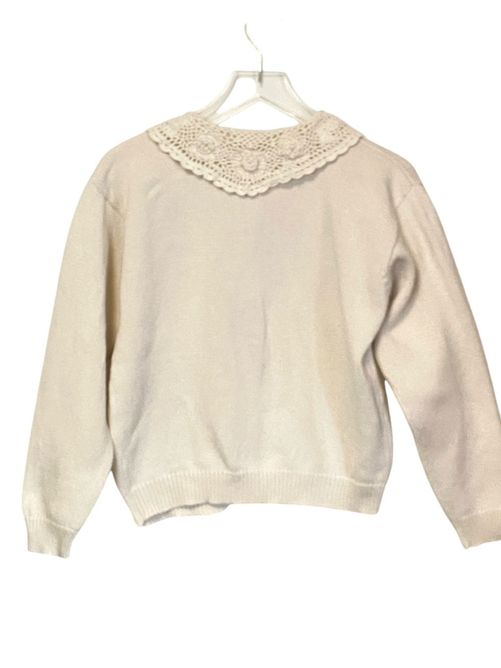 Vintage GAP Crochet Collar Cardigan Peter Pan Button Cottagecore Preppy Small - Picture 4 of 8